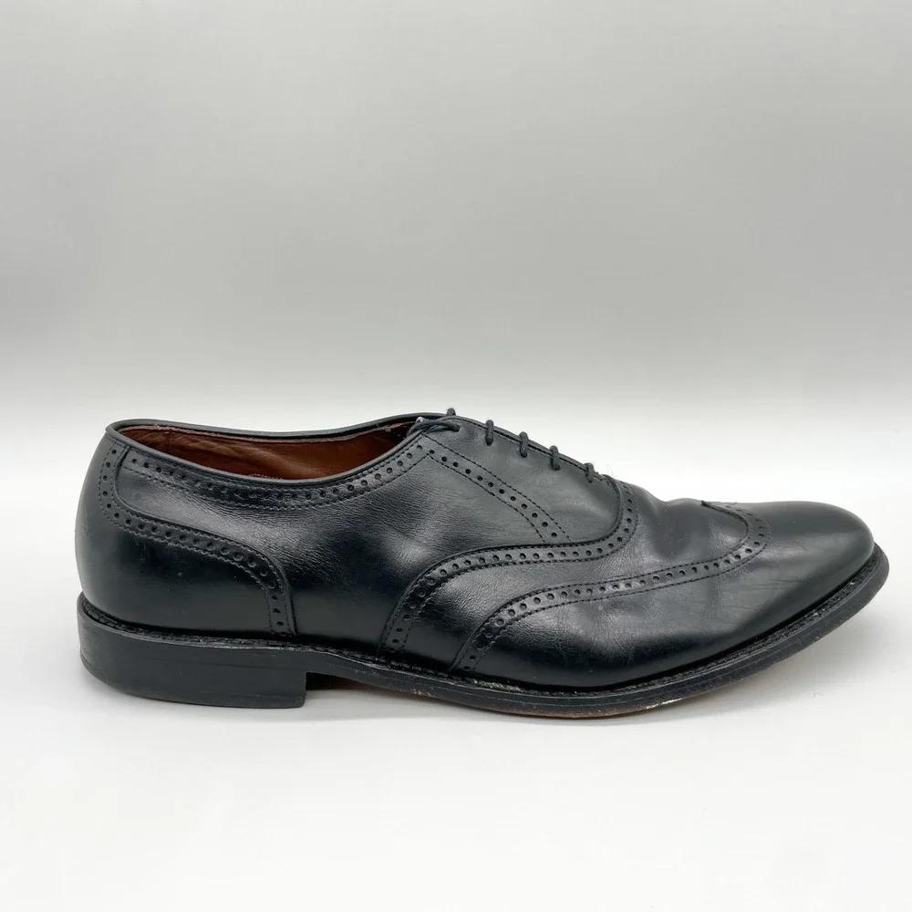 Allen Edmonds Marlow Mens 10.5 C Black Leather Wingtip Oxford Dress Shoes VTG